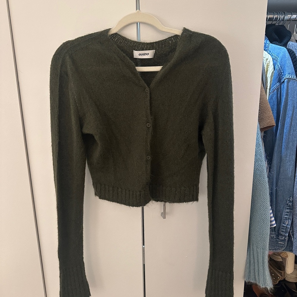 DANIELLE GUIZIO Olive Green Cardigan Sweater